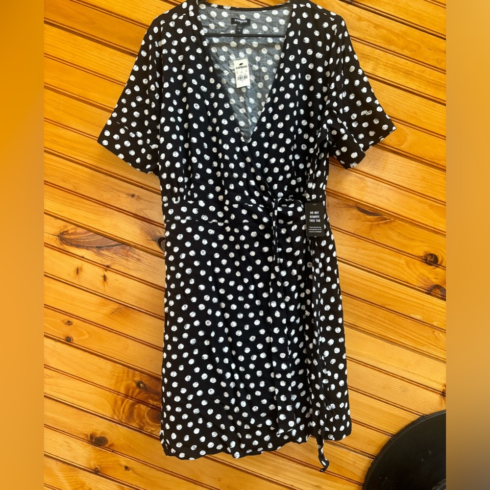 NEW EXPRESS black and white wrap dress
